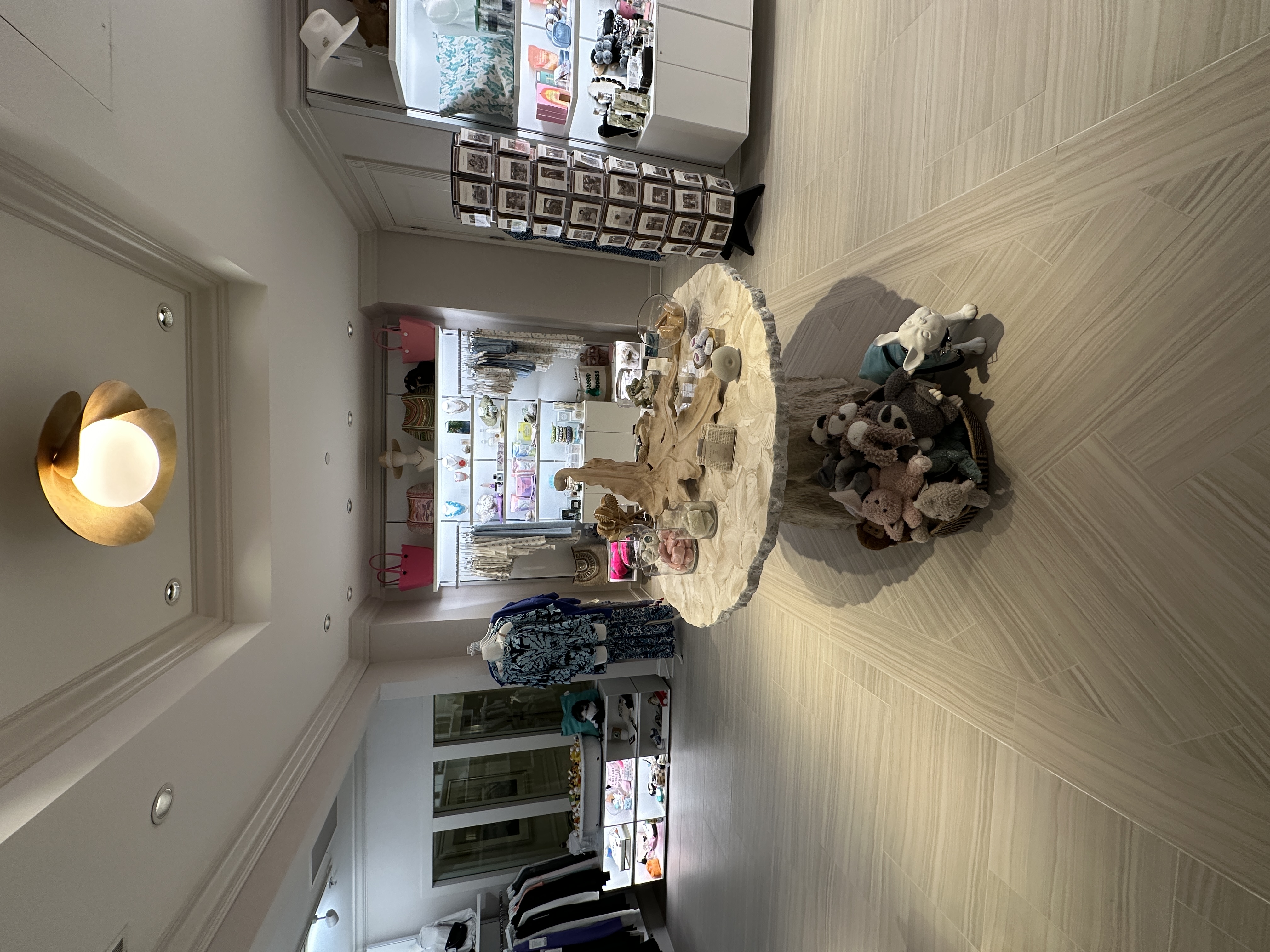 Spa gift shop with marble display table